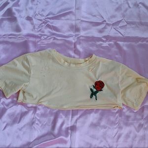 Super cropped rose embroidered top